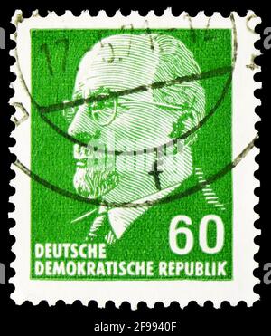 MOSKAU, RUSSLAND - 4. NOVEMBER 2019: Briefmarke gedruckt in Deutschland, Demokratische Republik, zeigt Walter Ulbricht, Vorsitzender des Staatsrats Walter Stockfoto