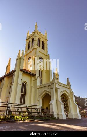 Fassade der Christ Kirche an der Ridge Road großen offenen Raum & Hub aller kulturellen Aktivitäten, im Herzen von Shimla, der Hauptstadt von Stockfoto