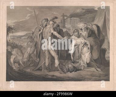 König Lear weint über den Körper von Cordelia (Shakespeare, König Lear, 5. Akt, Szene 3), 1. August, 1792. Stockfoto