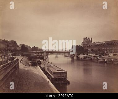 Pont du Carrousel, Paris: Blick nach Westen von der Pont des Arts, 1856-1858. Stockfoto