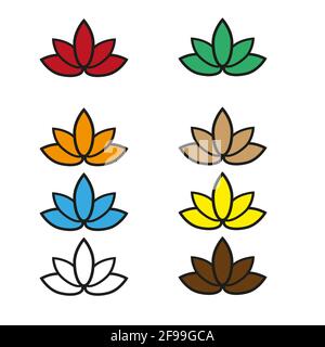 Lotus Icon Stil, Lotos Ruhe und Harmonie Piktogramm auf Gold, schwarz und weiß Hintergründe Vektor-Illustration. eps 10 Stock Vektor