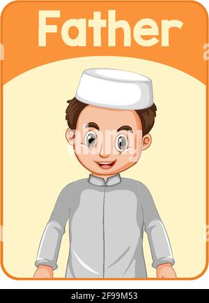 Pädagogische englische Wortkarte des Vaters Illustration Stock Vektor