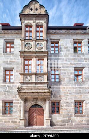 Kanzleramt, Landgericht, Hausfassade, Amberg, Oberpfalz, Bayern, Deutschland, Europa Stockfoto