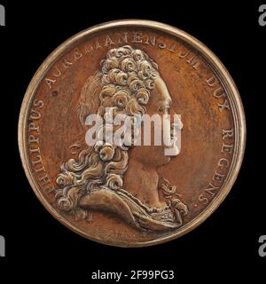 Philippe II, 1674-1723, Duc d'Orl&#xe9;ans 1701, Regent of France 1715 [Vorderseite], 1715. Stockfoto