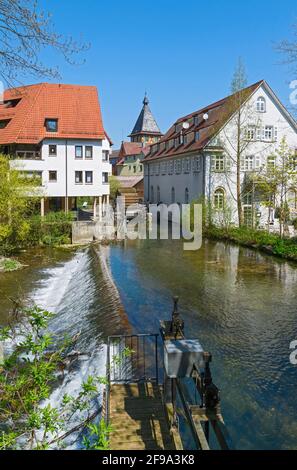 Deutschland, Baden-Württemberg, Reutlingen, Haus am Echaz, Frankonenweg, an der alten Mühle Stockfoto