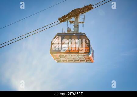 Die Seilbahn Marmolada, von der Malga Ciapela (1450 Meter über dem Meeresspiegel) nach Punta Rocca (3265 Meter über dem Meeresspiegel), Rocca Pietore, Dolomiten, Provinz Belluno, Venetien, Italien Stockfoto