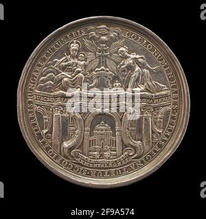 Königin Maria Theresia von Österreich kniete vor der Jungfrau, während sie den Treueid der Ungarn [obv], 1741 empfing. Stockfoto