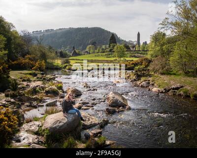 Kleine Creek art Glendalough in den Wicklow Mountains in Irland - Reise Fotografie Stockfoto