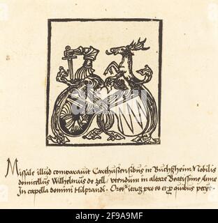 Exlibris von Wilhelm von Zell, in oder nach 1500. Stockfoto