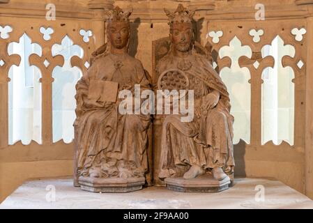 Deutschland, Sachsen-Anhalt, Magdeburg, Herrscherpaar in der Grabeskapelle, interpretiert als Königin Editha und Kaiser Otto, Magdeburger Dom Stockfoto