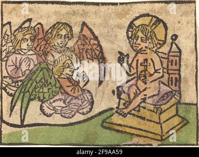 Christus Kind mit drei Engeln, c. 1460/1470. Stockfoto