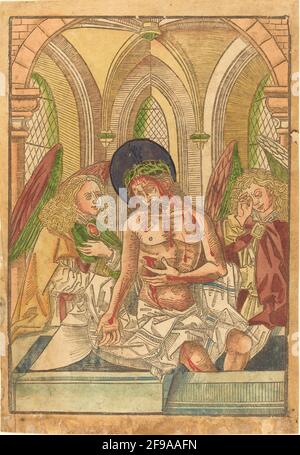 Christus im Grab mit zwei Engeln, 1490/1500. Stockfoto