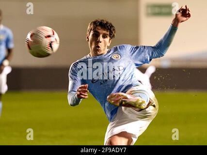 Manchester, England, 16. April 2021. Adrian Bernabe von Manchester City während des Spiels der Professional Development League im Academy Stadium in Manchester. Bildnachweis sollte lauten: Andrew Yates / Sportimage Stockfoto