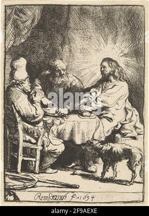 Christus in Emmaus: Die kleinere Platte, 1634. Stockfoto