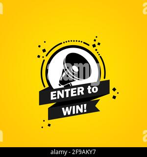 Megaphon mit Enter, um Sprechblasenbanner zu gewinnen. Lautsprecher. Label für Unternehmen, Marketing und Werbung. Vektor auf isoliertem Hintergrund. EPS 10. Stock Vektor