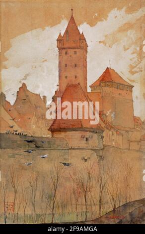 Türme aus der Stadtmauer, Nürnberg, 1897. Stockfoto