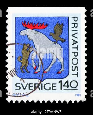 MOSKAU, RUSSLAND - 22. SEPTEMBER 2019: In Schweden gedruckte Briefmarke zeigt Discount-Briefmarken, Serie, um 1981 Stockfoto