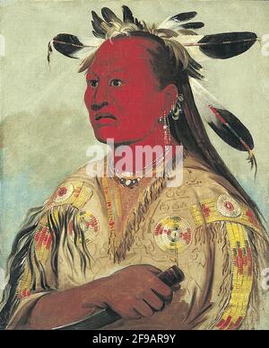 St&#xe1;n-au-Pat, Bloody Hand, Chief of the Tribe, 1832. Stockfoto