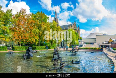 BASEL, SCHWEIZ, 14. JULI 2017: Tinguely-Brunnen im Zentrum von Basel, Schweiz Stockfoto