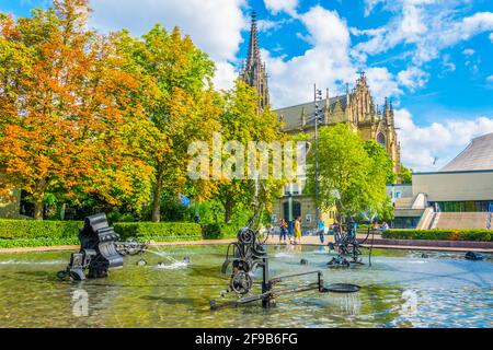 BASEL, SCHWEIZ, 14. JULI 2017: Tinguely-Brunnen im Zentrum von Basel, Schweiz Stockfoto