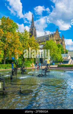 BASEL, SCHWEIZ, 14. JULI 2017: Tinguely-Brunnen im Zentrum von Basel, Schweiz Stockfoto