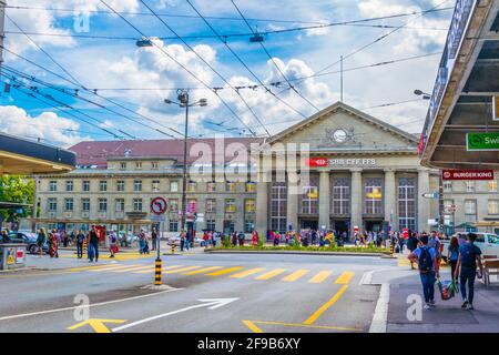 SOLOTHURN, SCHWEIZ, 15. JULI 2017: Hauptbahnhof in Solothurn, Schweiz Stockfoto