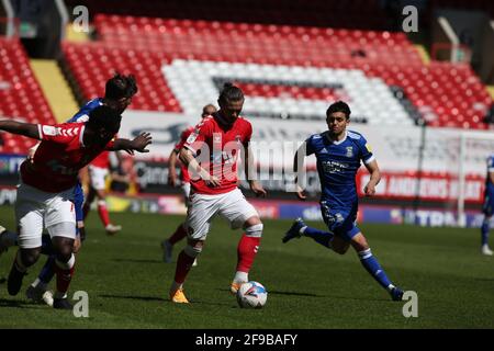 LONDON, GROSSBRITANNIEN. 17. APRIL während des Spiels der Sky Bet League 1 zwischen Charlton Athletic und Ipswich Town im The Valley, London, am Samstag, 17. April 2021. (Quelle: Tom West, Mi News) Stockfoto