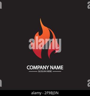 Abstrakte Vorlage mit Logo der Feuerflamme auf schwarzem Hintergrund. Corporate Branding-Identität Stock Vektor