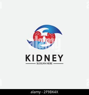 Gesundheit und Pflege Niere Logo Design Konzept. Vektorvorlage Für Urologie-Logo Stock Vektor