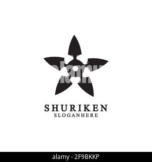 ninja Shuriken schwarz solide Symbol modernes Design, isoliert auf weißem Hintergrund. Flacher Stil für Grafik-Design-Vorlage. Geeignet für Logo, Web, UI, mobil Stock Vektor