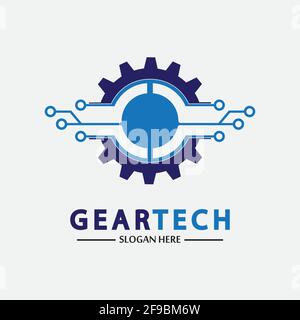 Tech Gear Logo Vektor Design-Vorlage. Technologie Logo Vorlage Design Vektor, Emblem, Design Konzept, Kreatives Symbol, Symbol Stock Vektor