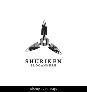 ninja Shuriken schwarz solide Symbol modernes Design, isoliert auf weißem Hintergrund. Flacher Stil für Grafik-Design-Vorlage. Geeignet für Logo, Web, UI, mobil Stock Vektor