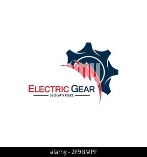 Abbildung der Vorlage für das Vektorlogo des elektrischen Getriebes. Geeignet für Business, Technologie und Web. Auch für Energie und Donner Symbol Stock Vektor