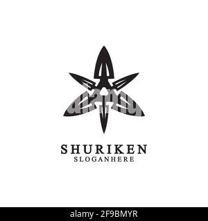 ninja Shuriken schwarz solide Symbol modernes Design, isoliert auf weißem Hintergrund. Flacher Stil für Grafik-Design-Vorlage. Geeignet für Logo, Web, UI, mobil Stock Vektor