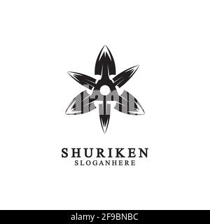 ninja Shuriken schwarz solide Symbol modernes Design, isoliert auf weißem Hintergrund. Flacher Stil für Grafik-Design-Vorlage. Geeignet für Logo, Web, UI, mobil Stock Vektor