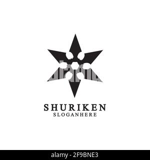 ninja Shuriken schwarz solide Symbol modernes Design, isoliert auf weißem Hintergrund. Flacher Stil für Grafik-Design-Vorlage. Geeignet für Logo, Web, UI, mobil Stock Vektor