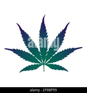 Marihuana Blatt Silhouette. Isoliert auf weiß. Vektorgrafik. Stock Vektor