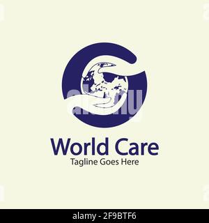 World Care Logo Template Design Vektor, Emblem, Designkonzept, Kreatives Symbol, Icon. Stock Vektor