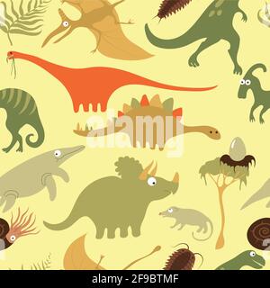 Niedliches Vektor-Dinos-Muster für Kinder mit positiven Farben Stock Vektor