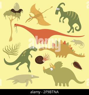 Niedliches Vektor-Dinos-Set für Kinder mit positiven Farben Stock Vektor