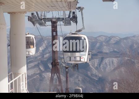 Hakuba, Japan, 28/02/2021, Winter 2021, Seilbahn Stockfoto