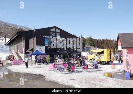 Hakuba, Japan, 28/02/2021, Winter 2021, Eingang zur Seilbahn. Stockfoto