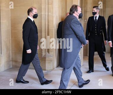 Prinz Donatus, Landgraf von Hessen (links) und Prinz Philipp, von Hohenlohe-Langenburg, vor der Beerdigung des Herzogs von Edinburgh im Schloss Windsor, in der Grafschaft von Bergshire. Bilddatum: Samstag, 17. April 2021. Stockfoto