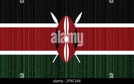 Horizontale abstrakte Grunge gebürstete Flagge Kenias auf transparentem Gitter. Vektorvorlage Stock Vektor