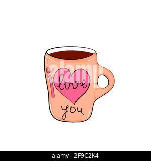 Teebecher im Cartoon-Stil. Vektorgrafik. Doodle-Stil. Stock Vektor