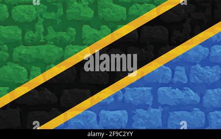Die Flagge des afrikanischen Landes Tansania Stock Vektor