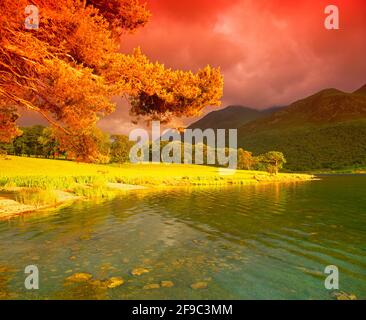 Großbritannien, England, Cumbria, Lake District National Park, Crummock Water, Spring, Stockfoto