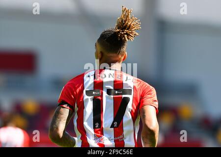 LONDON. VEREINIGTES KÖNIGREICH. 17. APRIL: Ivan Toney von Brentford während des Sky Bet Championship-Spiels zwischen Brentford und Millwall im Brentford Community Stadium, Brentford, am Samstag, 17. April 2021. (Kredit: Ivan Yordanov) Kredit: MI Nachrichten & Sport /Alamy Live Nachrichten Stockfoto