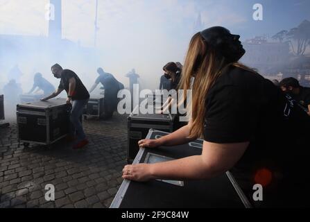 Rom, Italien. April 2021. Rom, Nationale Show des Unterhaltungssektors und Veranstaltungen mit 100 Stämmen auf der Piazza del Popolo im Bild: Kredit: Unabhängige Fotoagentur/Alamy Live News Stockfoto