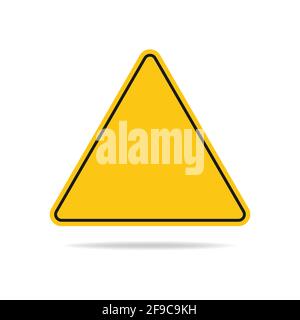 Das leere dreieckige Warnschild hat eine gelbe Farbe und ist auf einem weißen Hintergrund isoliert. Flache Vektorgrafik, Folge 10. Stock Vektor